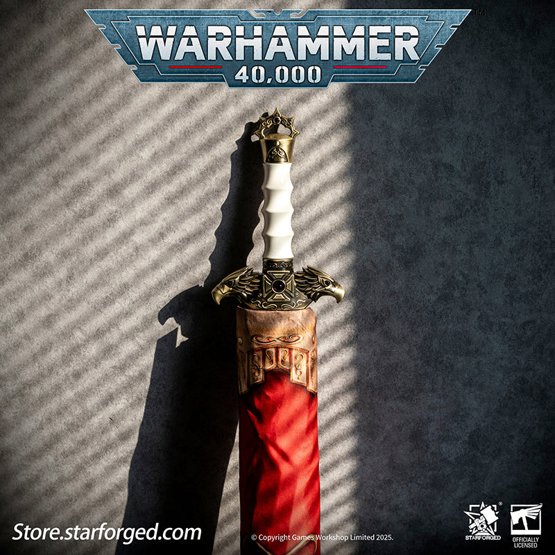 Starforged Warhammer 40K Adeptus Custodes Misericordia Umbrella Men's Accessories Birthday Gift Other The Misericordia is the signature shortblade wielded by the Adeptus Custodes. Each neophyte who ascends to the ranks of the Emperor's chosen is bestowed this mastercrafted blade - a weapon as elegant as it is lethal. Wrought in auric alloys and luna silver, its haft is perfectly balanced to its bearer's grip, while its machine-spirit commands molecular disruption fields capable of breaching even Terminator